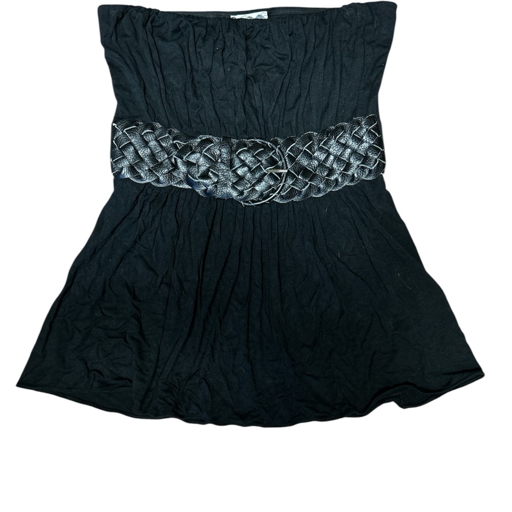 Black Strapless top with black Braided Belt
